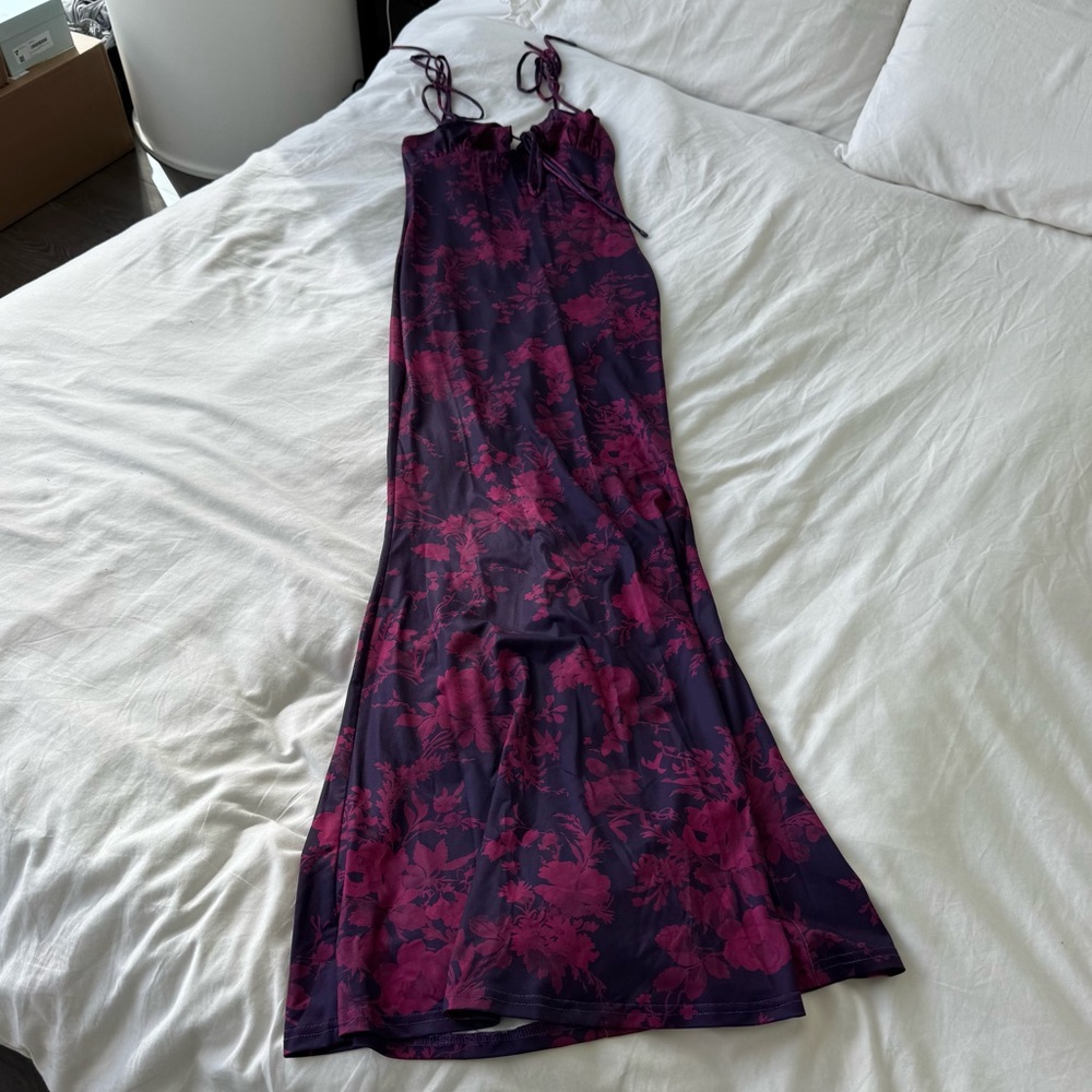 Floral Purple and Pink Maxi Dress